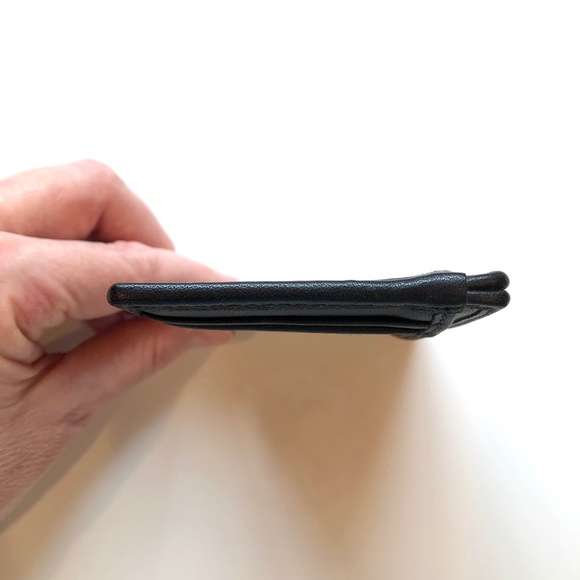 π2xHPπ COACH Slim Flat Leather Card Case / Wallet in Denim Blue & Black EUC - Picture 12 of 15